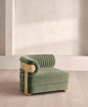Caleb Modular Sofa - Left Arm Module - Velvet - Seafoam - Blonde Burl - UK - Hover Image
