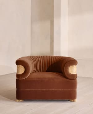 Caleb Armchair - Blonde Burl - Velvet - Cinnamon - US - Hover Image