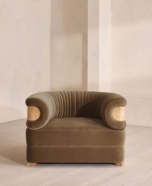 Caleb Armchair - Blonde Burl - Velvet - Truffle - UK - Hover Image