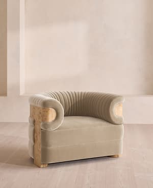 Caleb Armchair - Blonde Burl - Velvet - Oyster - UK - Listing Image