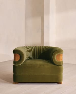 Caleb Armchair - Dark Burl - Velvet - Olive - US - Hover Image