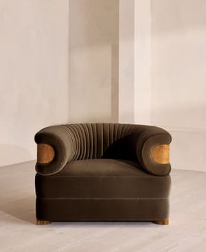 Caleb Armchair - Dark Burl - Velvet - Chocolate - US - Hover Image