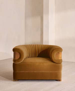 Caleb Armchair - Dark Burl - Velvet - Mustard - US - Hover Image