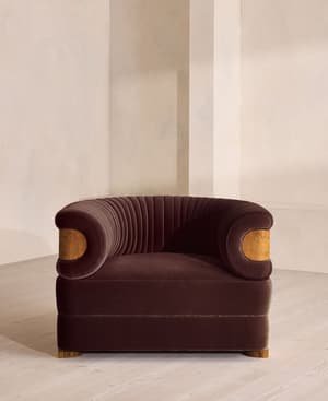 Caleb Armchair - Dark Burl - Velvet - Aubergine - US - Hover Image