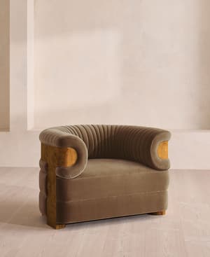 Caleb Armchair - Dark Burl - Velvet - Truffle - US - Listing Image