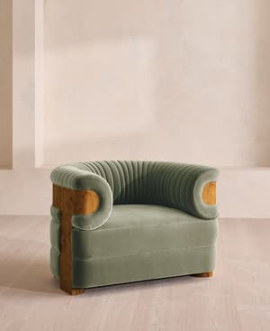 Caleb Armchair - Dark Burl - Velvet - Seafoam - US - Listing Image
