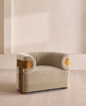 Caleb Armchair - Dark Burl - Velvet - Oyster - US - Listing Image