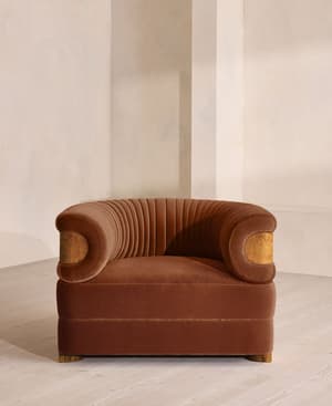 Caleb Armchair - Dark Burl - Velvet - Cinnamon - UK - Hover Image