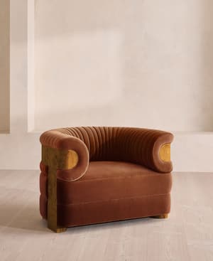 Caleb Armchair - Dark Burl - Velvet - Cinnamon - US - Listing Image