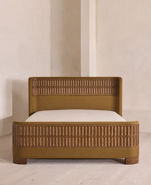 Devon Bed - King - Linen - Ochre - Hover Image