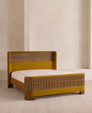Devon Bed - Queen - Linen - Turmeric - US - Listing Image