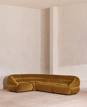 Edison Modular Sofa - L-Shape Sofa - Velvet - Mustard UK - Listing Image