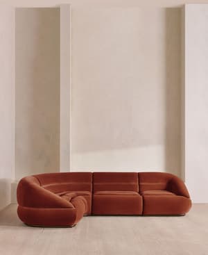 Edison Modular Sofa - L-Shape Sofa - Velvet - Rust UK - Hover Image