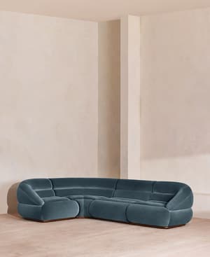 Edison Sectional Sofa - L-Shape Sofa - Velvet - Grey Blue US - Listing Image