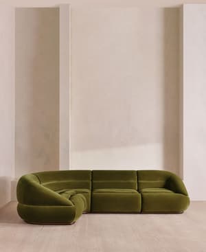 Edison Modular Sofa - L-Shape Sofa - Velvet - Olive UK - Hover Image