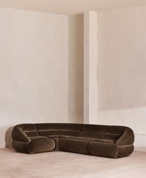 Edison Sectional Sofa - L-Shape Sofa - Velvet - Chocolate US - Hover Image