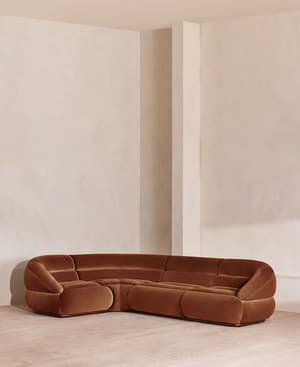 Edison Sectional Sofa - L-Shape Sofa - Velvet - Cinnamon US - Listing Image