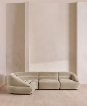 Edison Sectional Sofa - L-Shape Sofa - Velvet - Oyster US - Hover Image