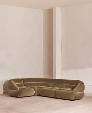 Edison Sectional Sofa - L-Shape Sofa - Velvet - Truffle US - Listing Image