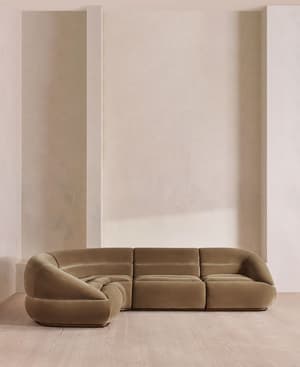 Edison Sectional Sofa - L-Shape Sofa - Velvet - Truffle US - Hover Image