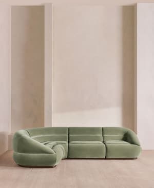 Edison Sectional Sofa - L-Shape Sofa - Velvet - Seafoam US - Hover Image