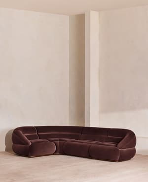 Edison Modular Sofa - L-Shape Sofa - Velvet - Aubergine UK - Listing Image