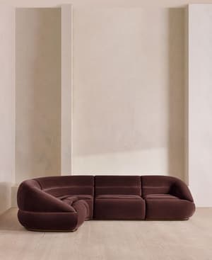 Edison Sectional Sofa - L-Shape Sofa - Velvet - Aubergine US - Hover Image