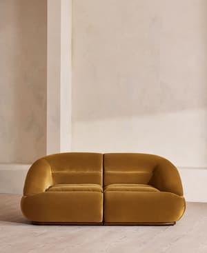 Edison Sectional Sofa - Three Seater - Velvet - Mustard US - Listing Image