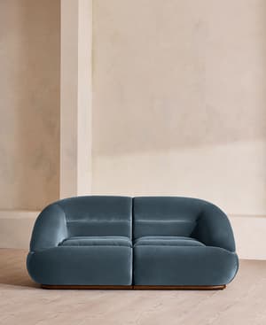 Edison Modular Sofa - Three Seater - Velvet - Grey Blue UK - Listing Image
