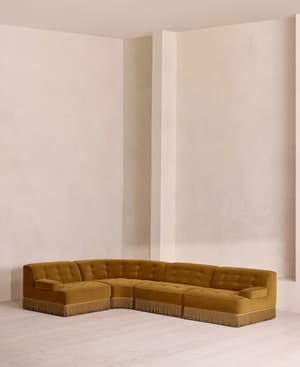 Elowen Sectional Sofa - L-Shape Sofa - Velvet - Mustard US - Listing Image