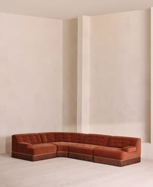 Elowen Sectional Sofa - L-Shape Sofa - Velvet - Rust US - Listing Image