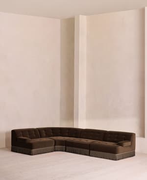 Elowen Sectional Sofa - L-Shape Sofa - Velvet - Chocolate US - Listing Image