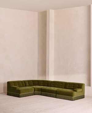Elowen Sectional Sofa - L-Shape Sofa - Velvet - Olive US - Listing Image