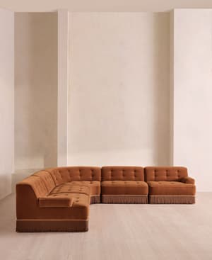Elowen Sectional Sofa - Corner Sofa - Velvet - Cinnamon - US - Hover Image