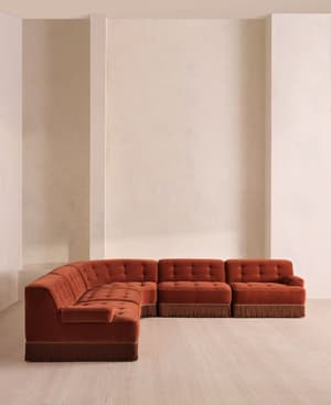 Elowen Sectional Sofa - Corner Sofa - Velvet - Rust US - Hover Image
