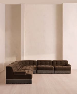 Elowen Modular Sofa - Corner Sofa - Velvet - Chocolate UK - Hover Image