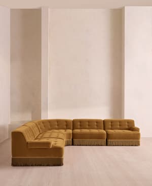 Elowen Sectional Sofa - Corner Sofa - Velvet - Mustard US - Hover Image