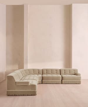 Elowen Sectional Sofa - Corner Sofa - Velvet - Oyster - US - Hover Image