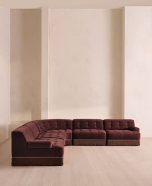 Elowen Sectional Sofa - Corner Sofa - Velvet - Aubergine - US - Hover Image