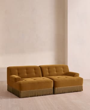 Elowen Modular Sofa - Three Seater - Velvet - Mustard UK - Hover Image
