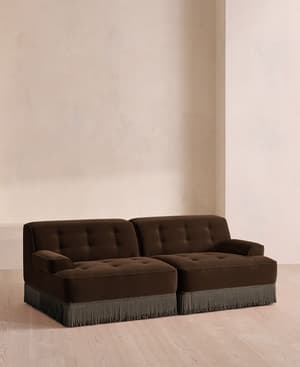 Elowen Modular Sofa - Three Seater - Velvet - Chocolate UK - Hover Image
