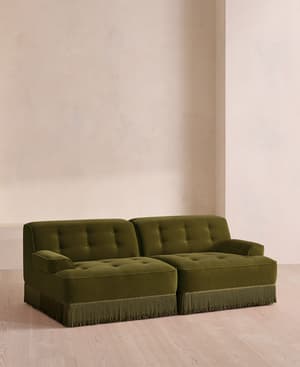 Elowen Modular Sofa - Three Seater - Velvet - Olive UK - Hover Image