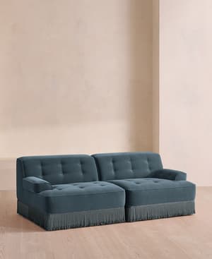 Elowen Modular Sofa - Three Seater - Velvet - Grey Blue UK - Hover Image