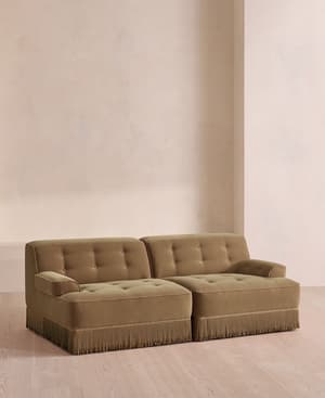 Elowen Sectional Sofa - Three Seater - Velvet - Truffle - US - Hover Image