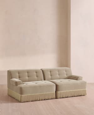 Elowen Modular Sofa - Three Seater - Velvet - Oyster - UK - Hover Image