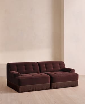 Elowen Sectional Sofa - Three Seater - Velvet - Aubergine - US - Hover Image