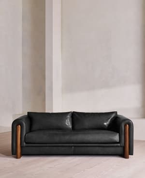 Farrell Three Seater Sofa - Leather - Black - UK - Listing Image