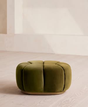 Garret Footstool - Velvet - Olive - Hover Image