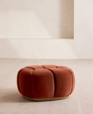 Garret Footstool - Velvet - Rust - US - Listing Image
