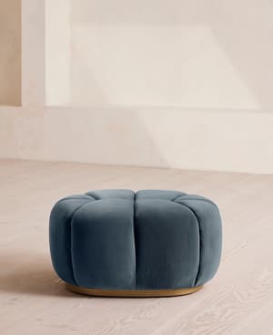Garret Footstool - Velvet - Grey Blue - Hover Image
